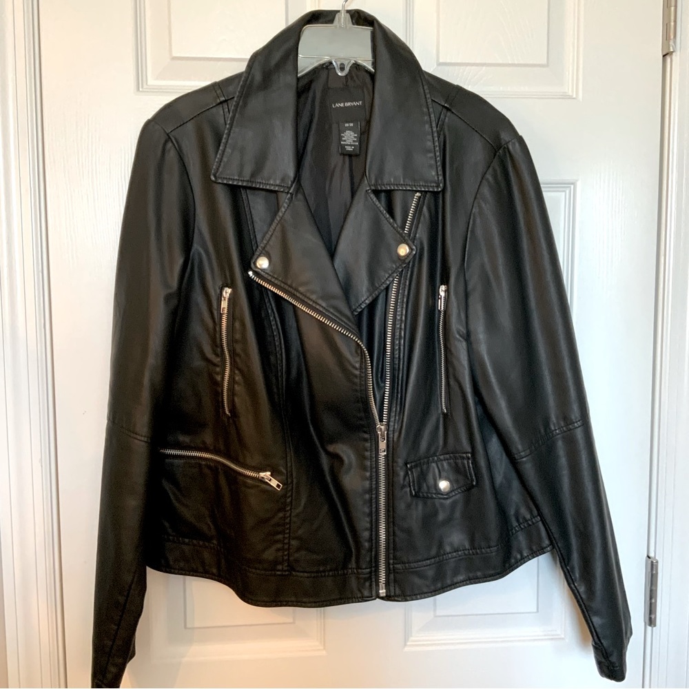 Lane Bryant PU leather motorcycle jacket, size 18/20